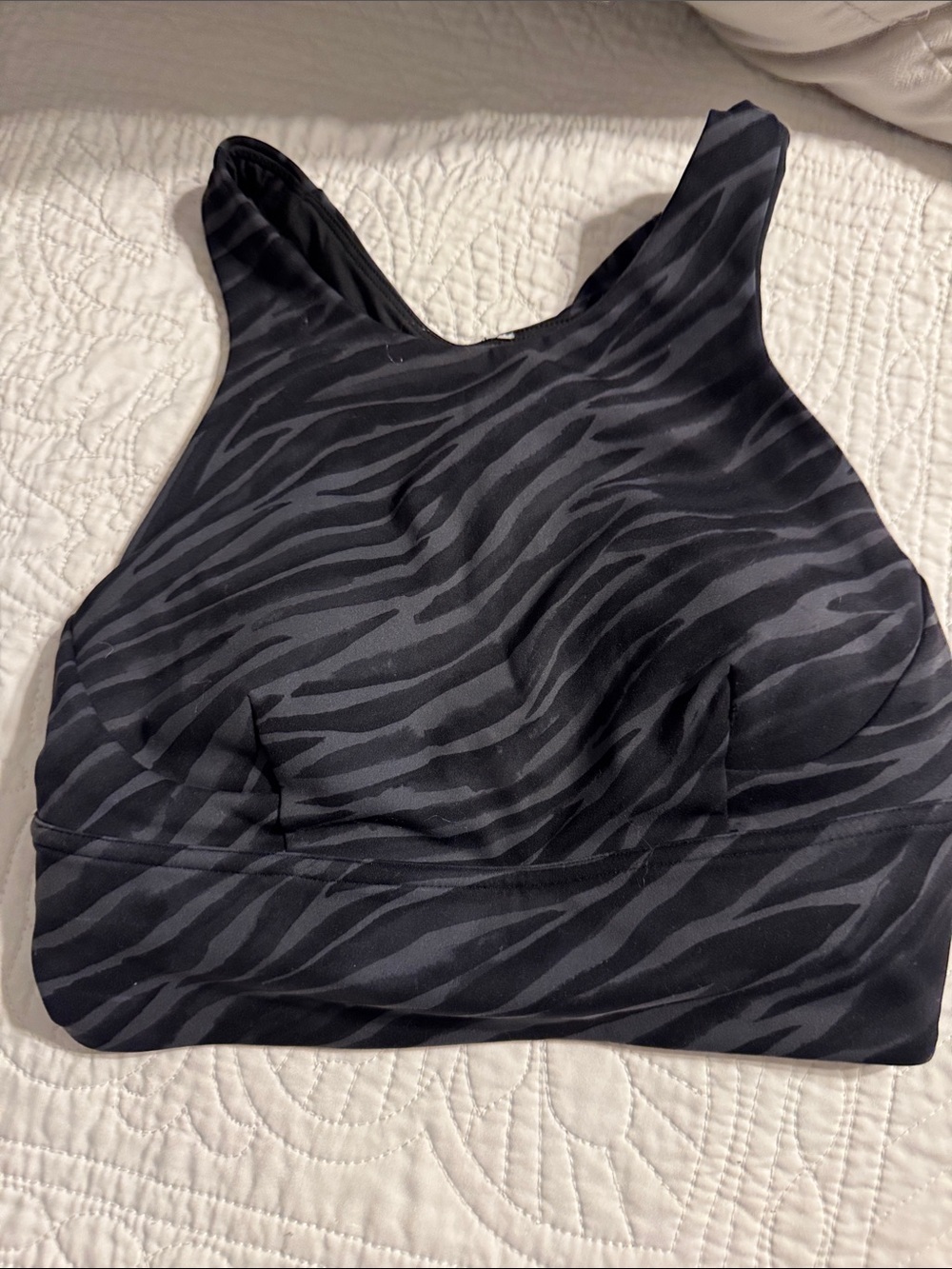 lululemon athletica Black Zebra-Print High Neck Sports Bra Sz 4